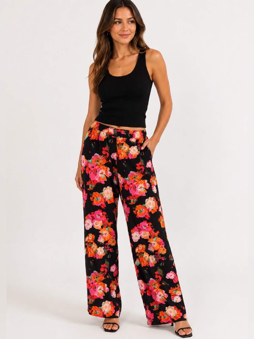 Robert Rodriguez Floral Pants Women’s Size 8 Black Multicolor Designer Trousers